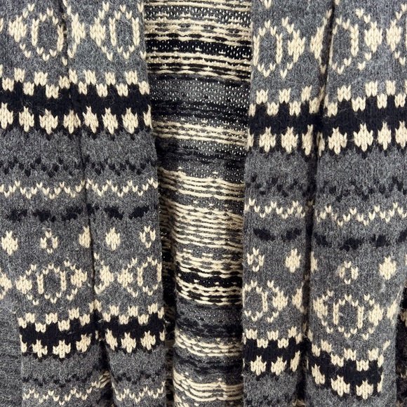 Charter Club wool blend S long line open front cardigan fair isle cream gray - Picture 8 of 8
